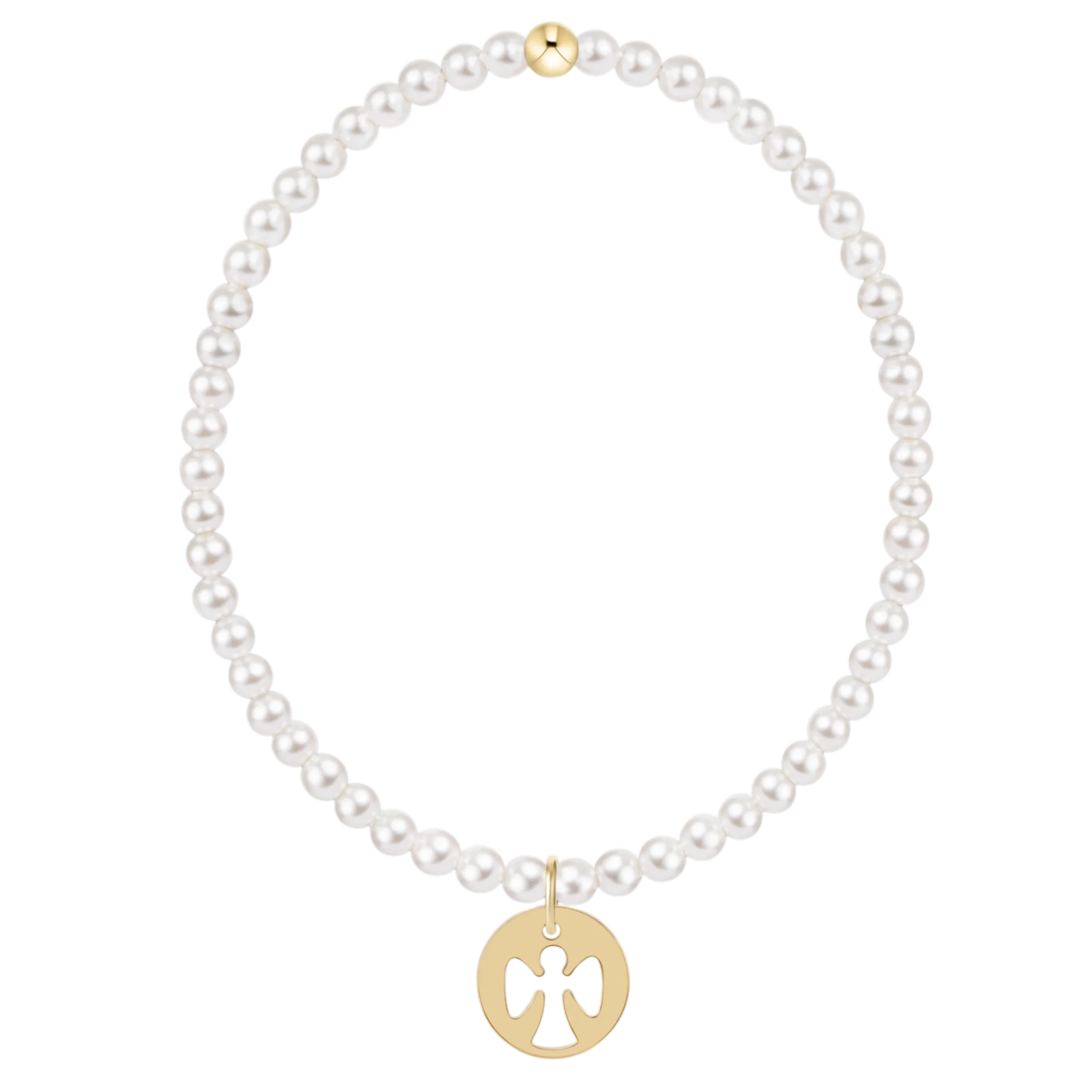 Classic Pearl 3mm Bracelet - Guardian Angel Gold Disc