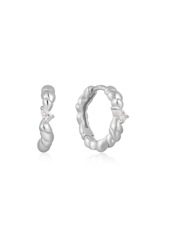 Silver Twisted Wave Huggie Hoop Earrings — Either Ore Jewelers Strawbridge