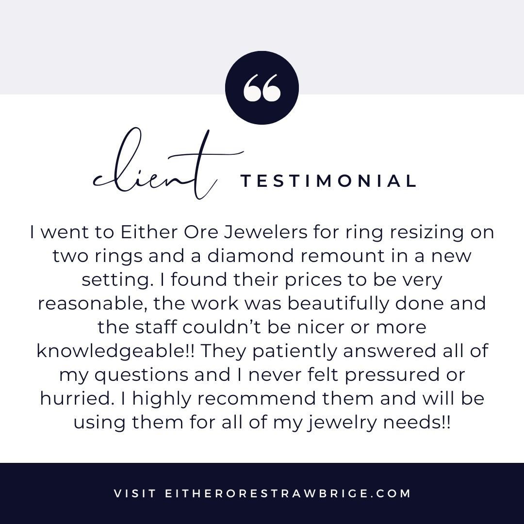 Thank you for putting your trust in us! 🙏 If you need a ring resized or a diamond remounted into a new custom setting, our friendly and knowledgeable team can help!

Click the link in our bio to book your custom design appointment or stop by our sto