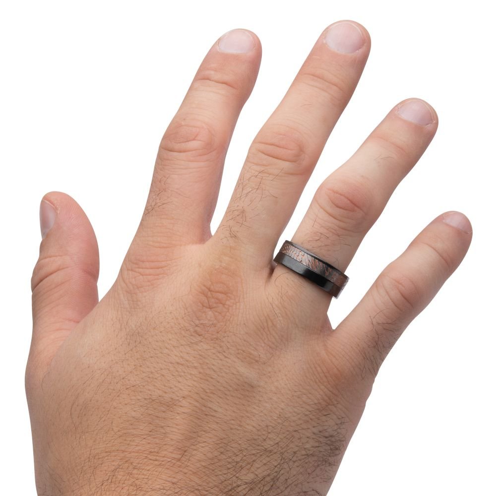 Flat Etched Niobium SuperConductor Black Zirconium Comfort Fit