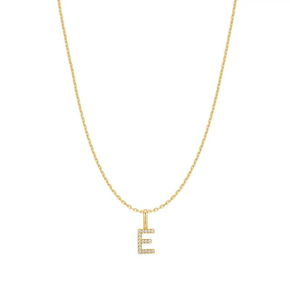 Gold Letter E Initial Necklace