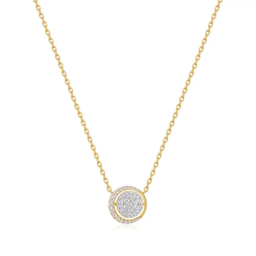 Gold Reversible Pavé Moon Evil-Eye Necklace