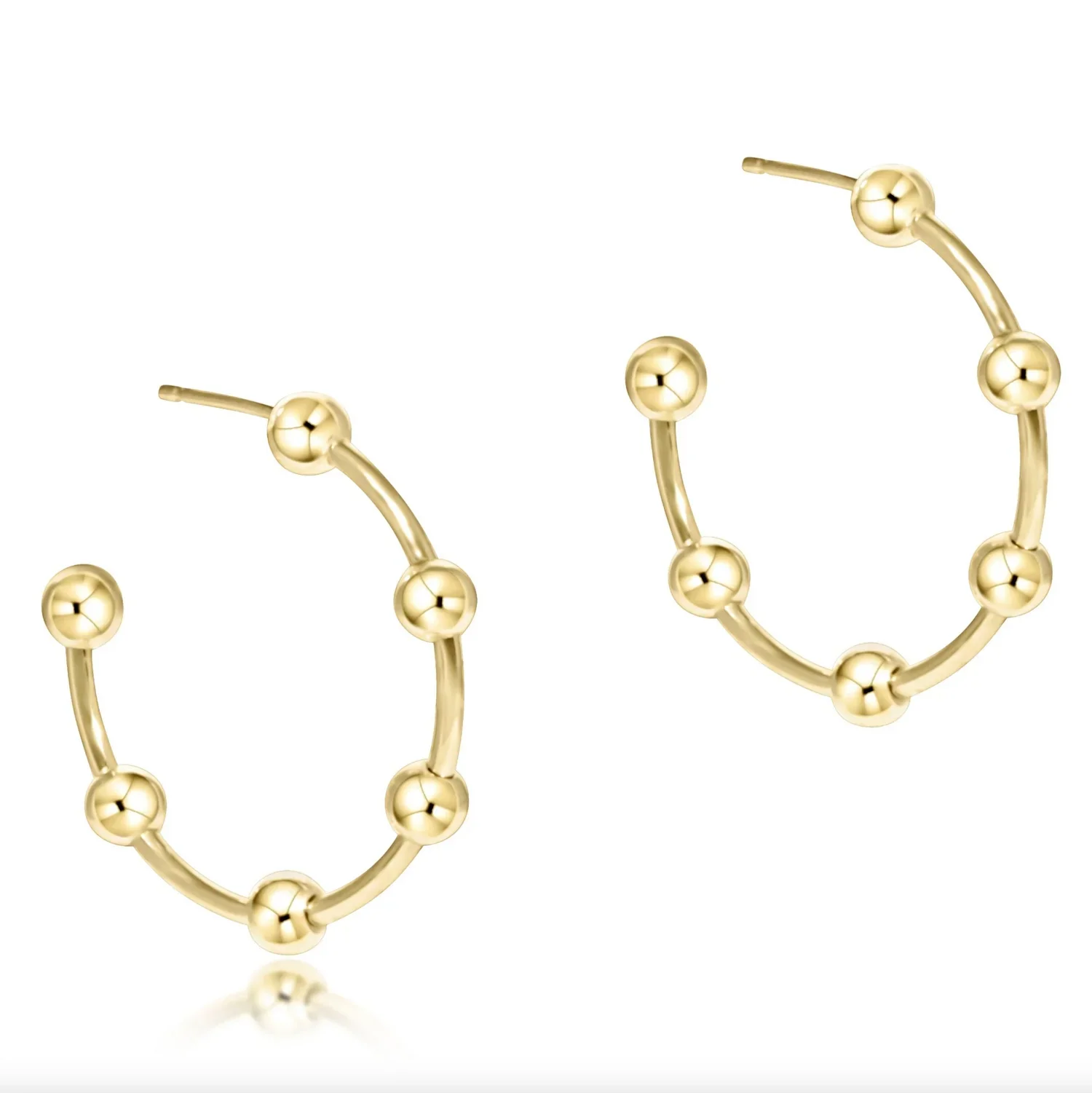 Beaded Simplicity 1" Post Hoop - Gold 4mm