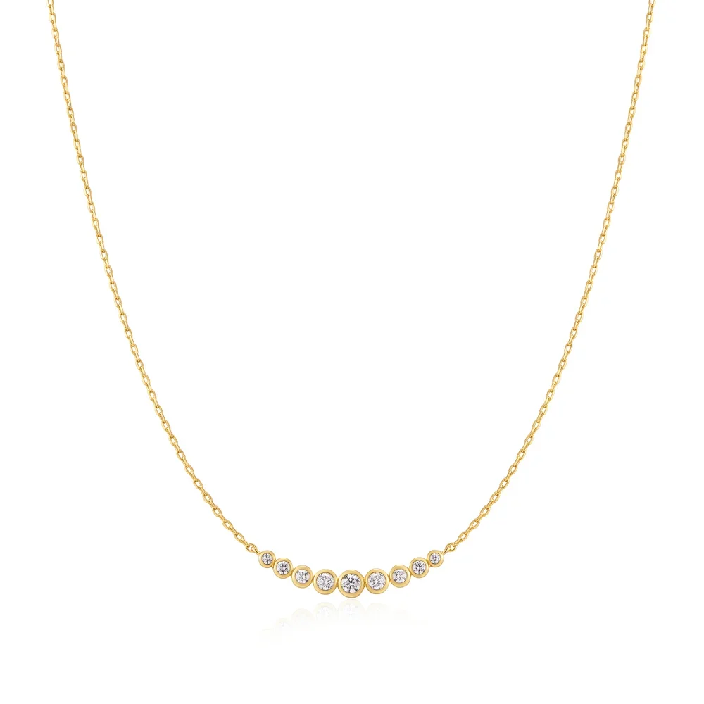 Gold Graduated Bezel-Set Necklace