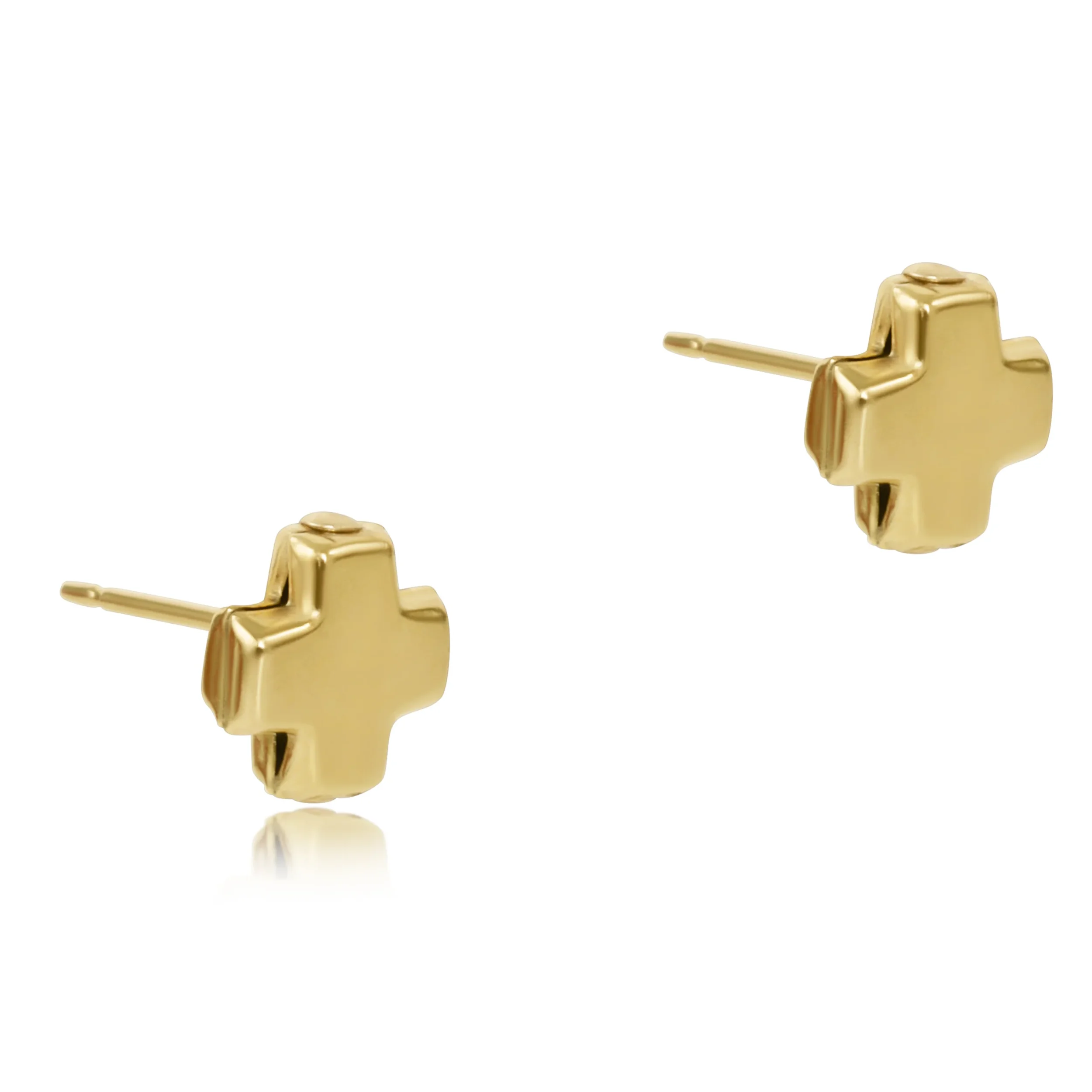 Signature Cross Small Gold Stud - Gold