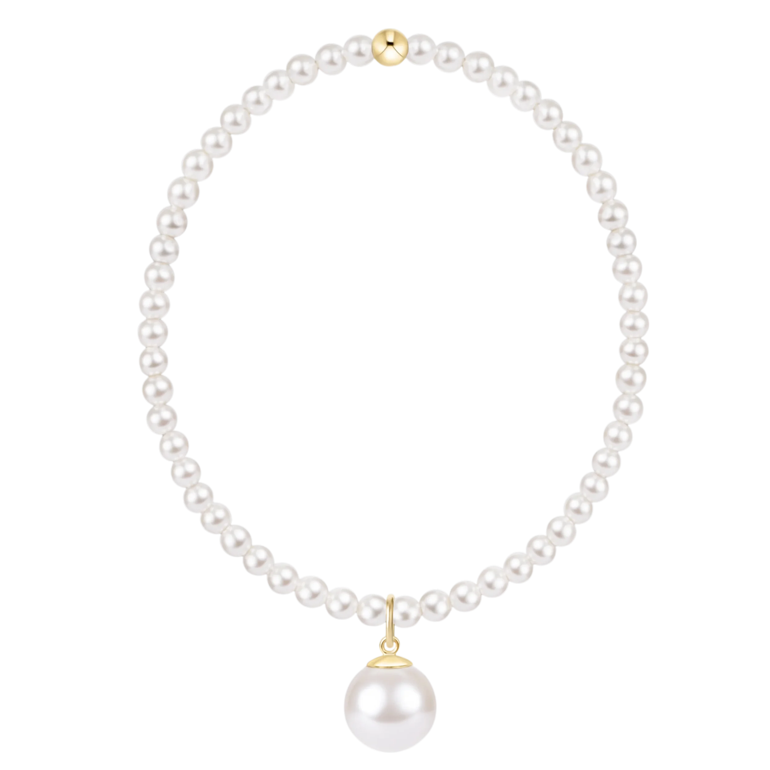 Classic Pearl 3mm Bracelet - Classic Pearl 10mm Charm