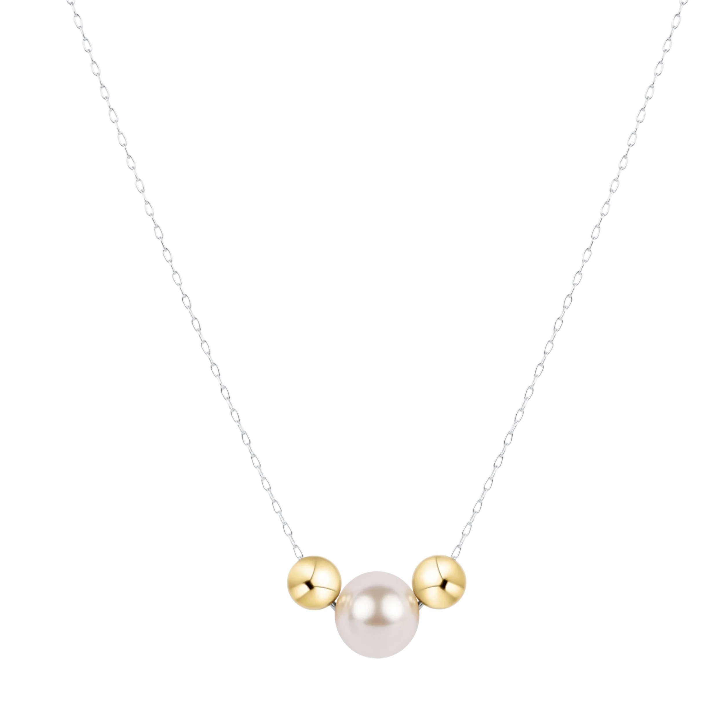 16" Necklace Mixed Metal - Purpose Gold Pearl
