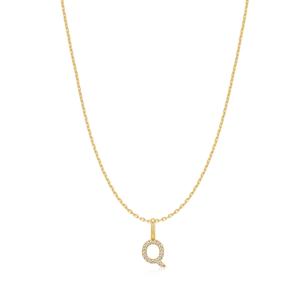 Gold Letter Q Initial Necklace
