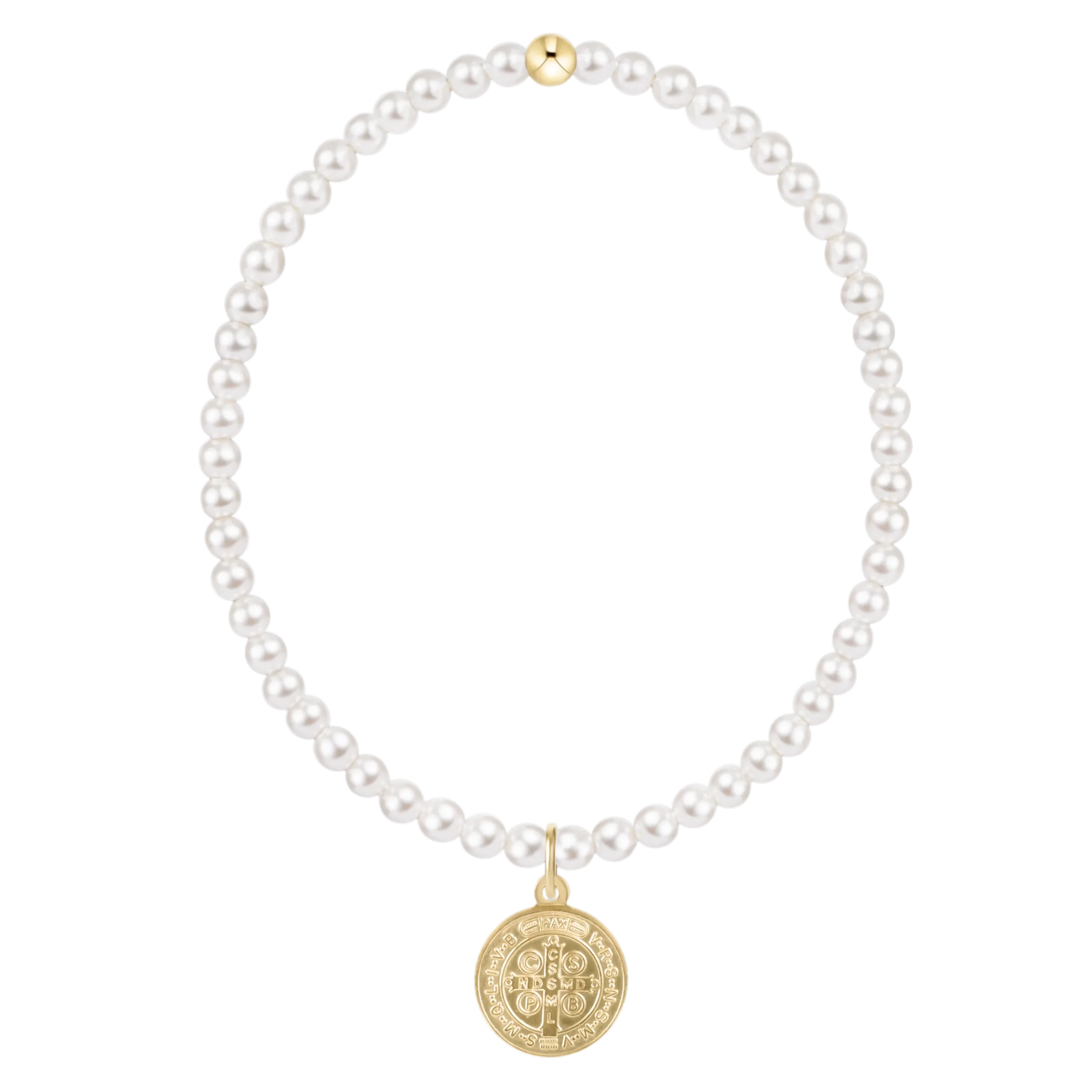 Classic Pearl 3mm Bracelet - Blessing Gold Disc