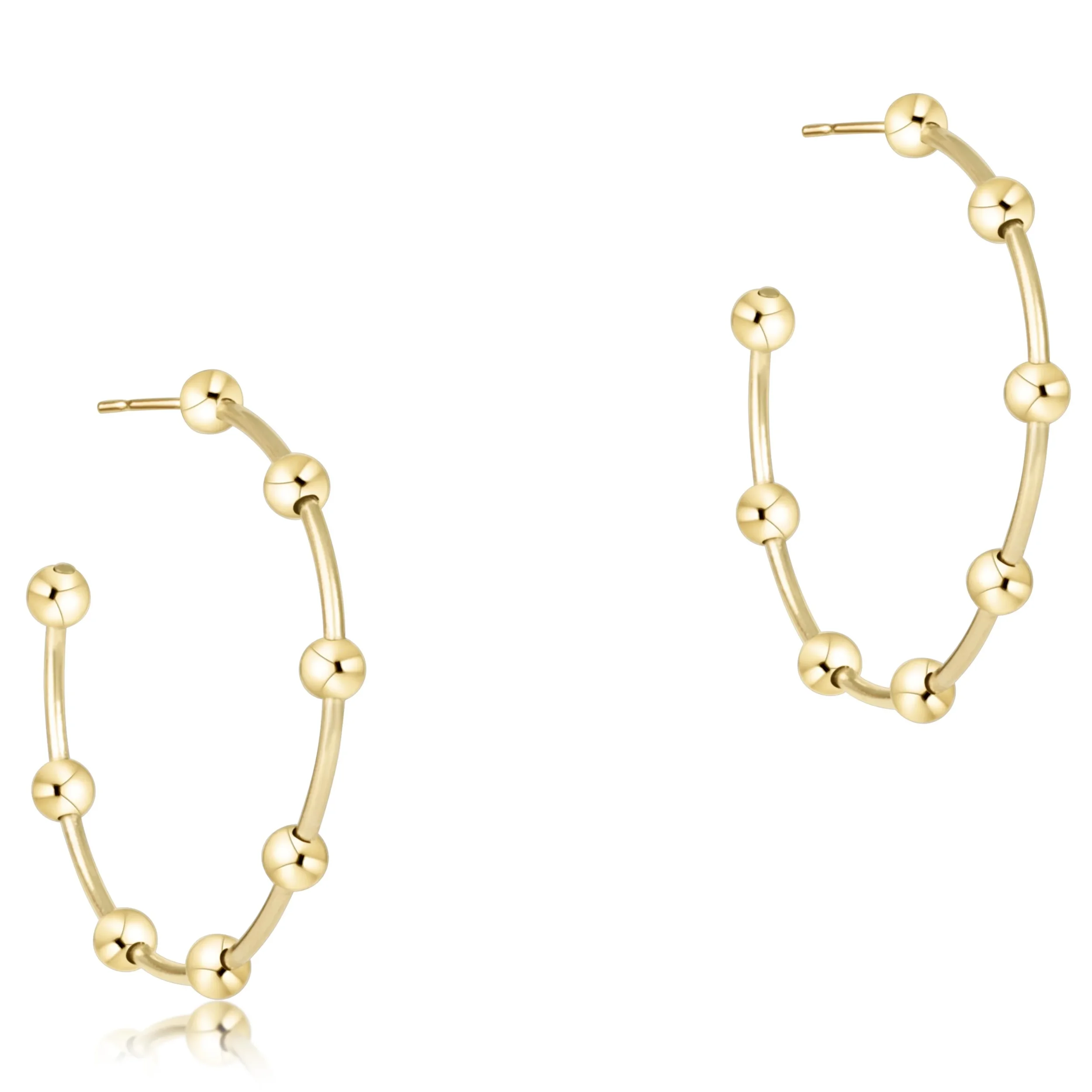 Beaded Simplicity 1.5" Post Hoop - Gold 4mm