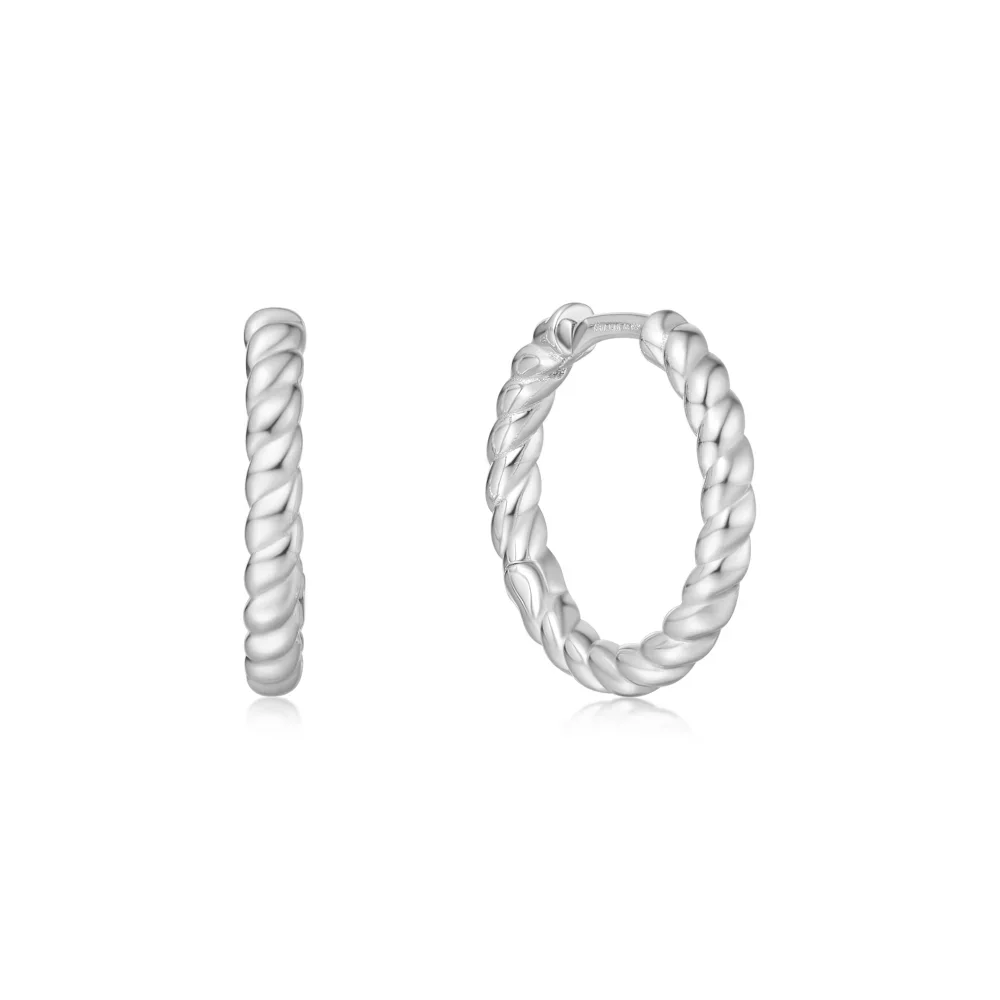 Silver Texture Medium Huggie Hoop Earrings