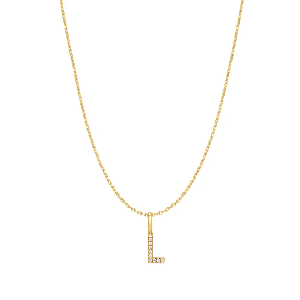 Gold Letter L Initial Necklace