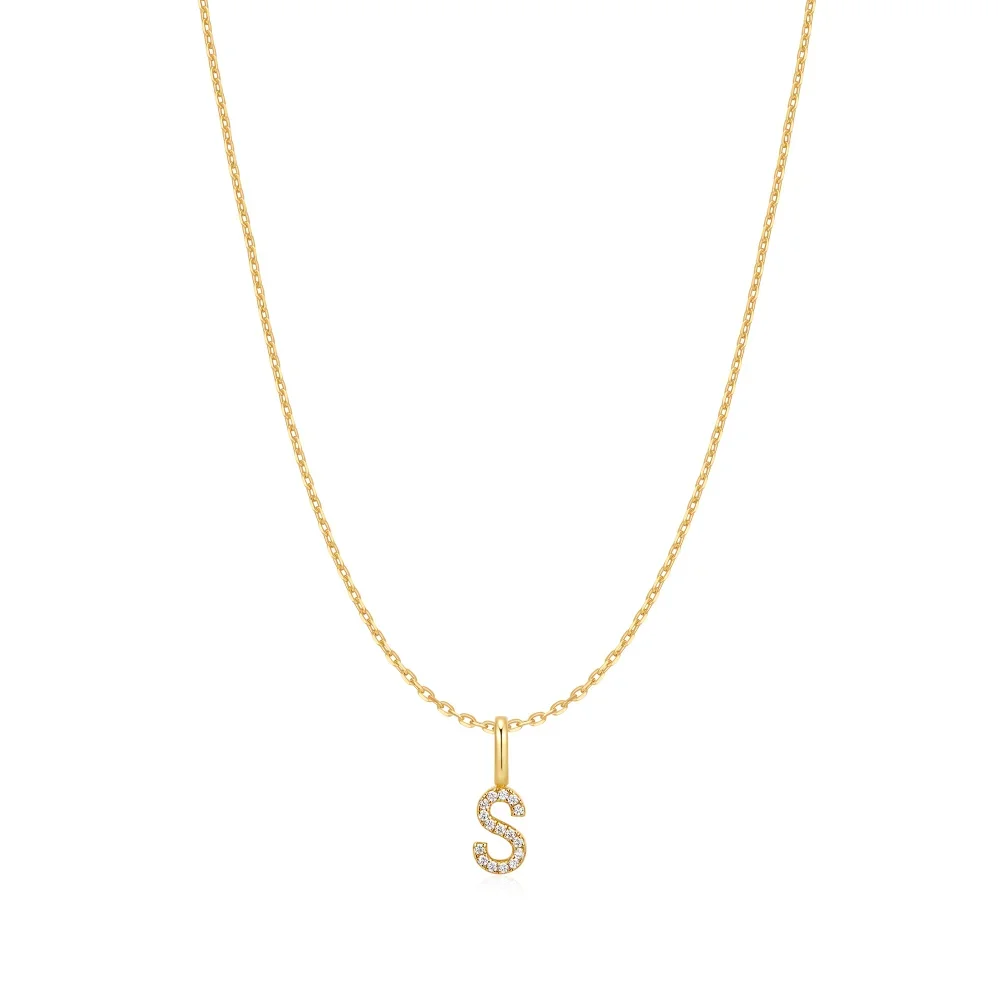 Gold Letter S Initial Necklace