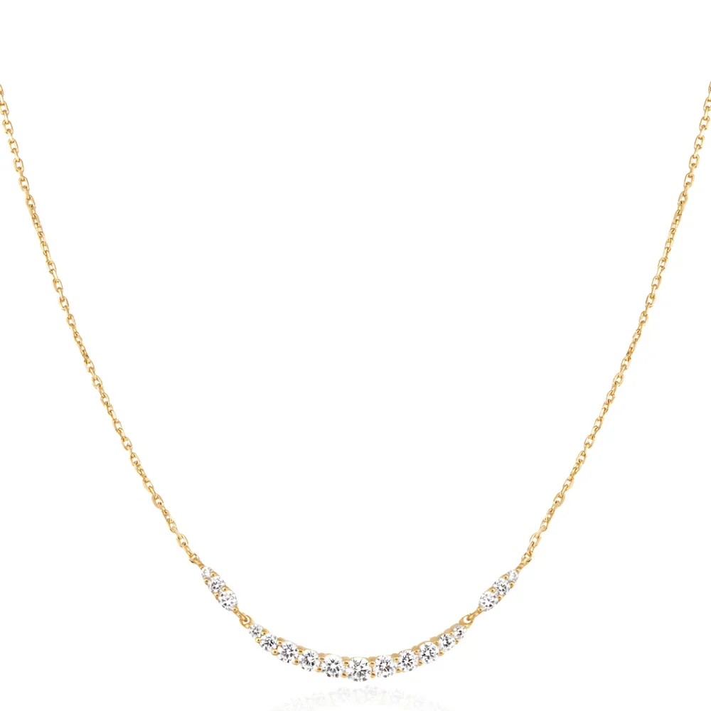Gold Arc Pave Necklace