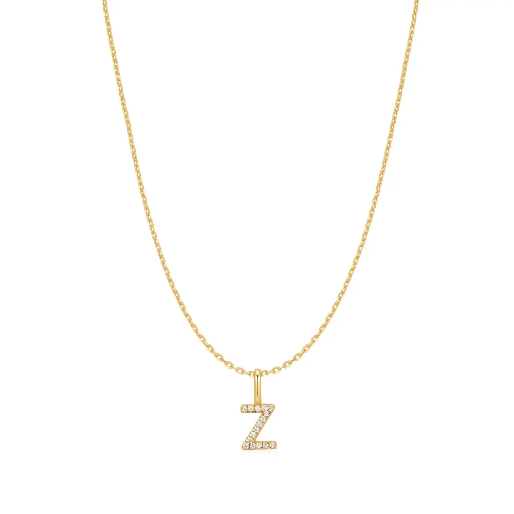 Gold Letter Z Initial Necklace