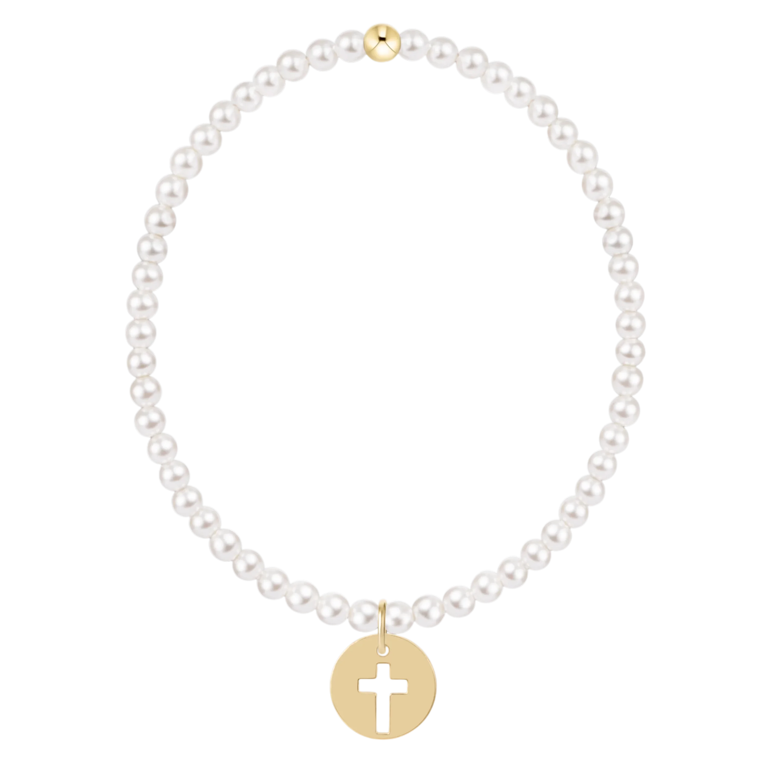 Classic Pearl 3mm Bracelet - Blessed Gold Disc