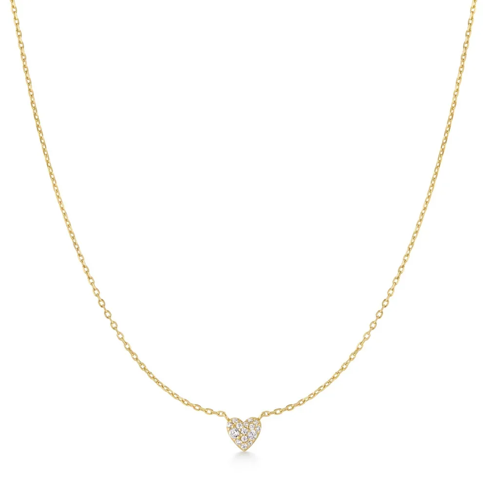 Gold Pavé Heart Necklace