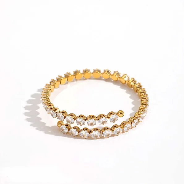 Sleek Gold Tennis Wrap Bangle Bracelet- Waterproof