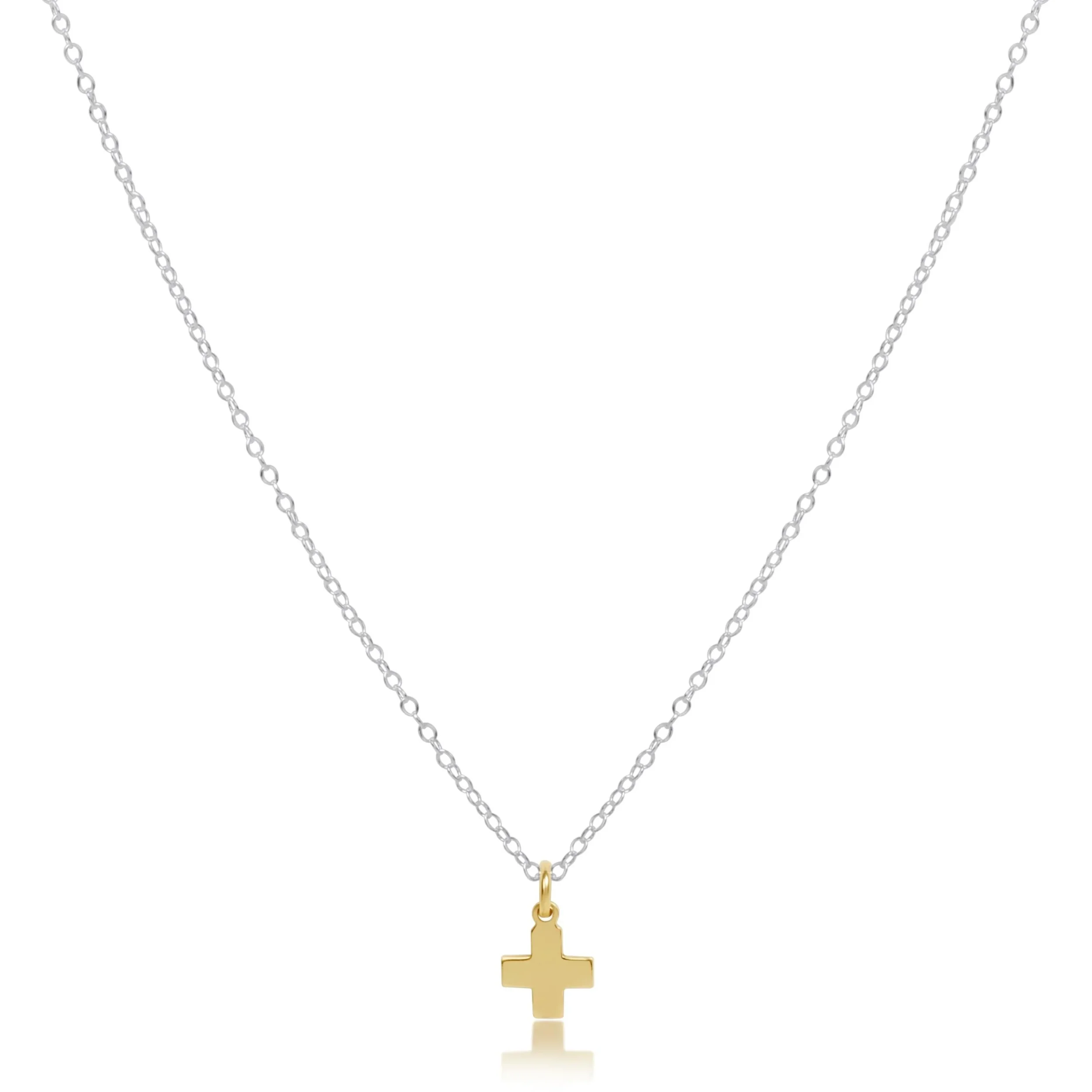 16" Necklace Mixed Metal - Signature Cross Gold Charm
