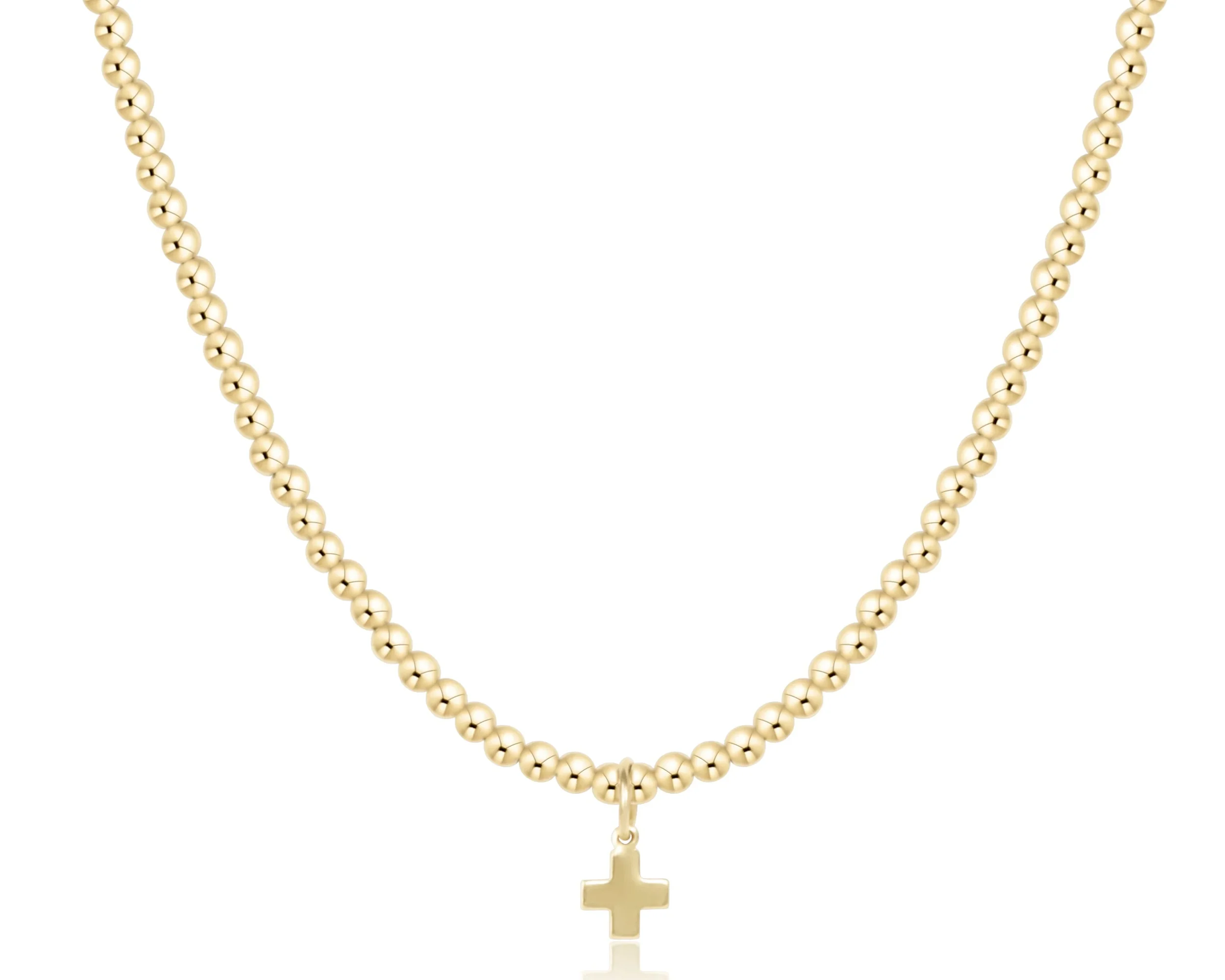 Choker Beaded - Classic Gold 3mm - Signature Cross Gold Charm