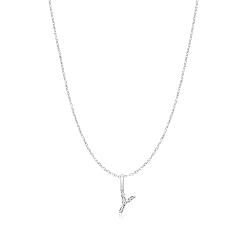 Silver Letter Y Initial Necklace