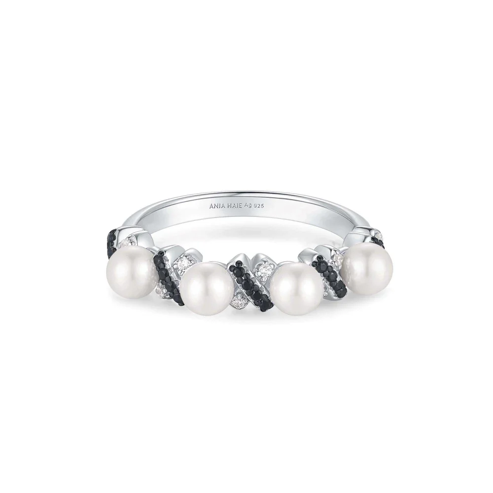 Silver Sparkling Braided Shell Pearl Ring