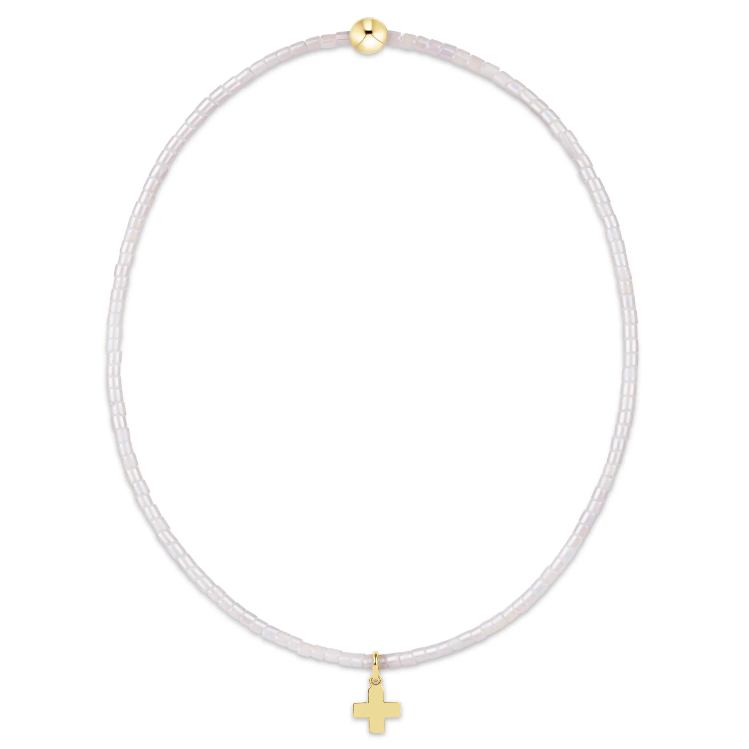 Hope Classic Silky White Bracelet - Signature Cross Small Gold Charm