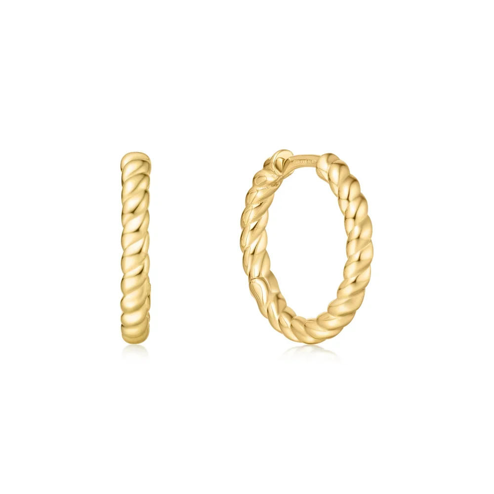 Gold Texture Medium Huggie Hoop Earrings