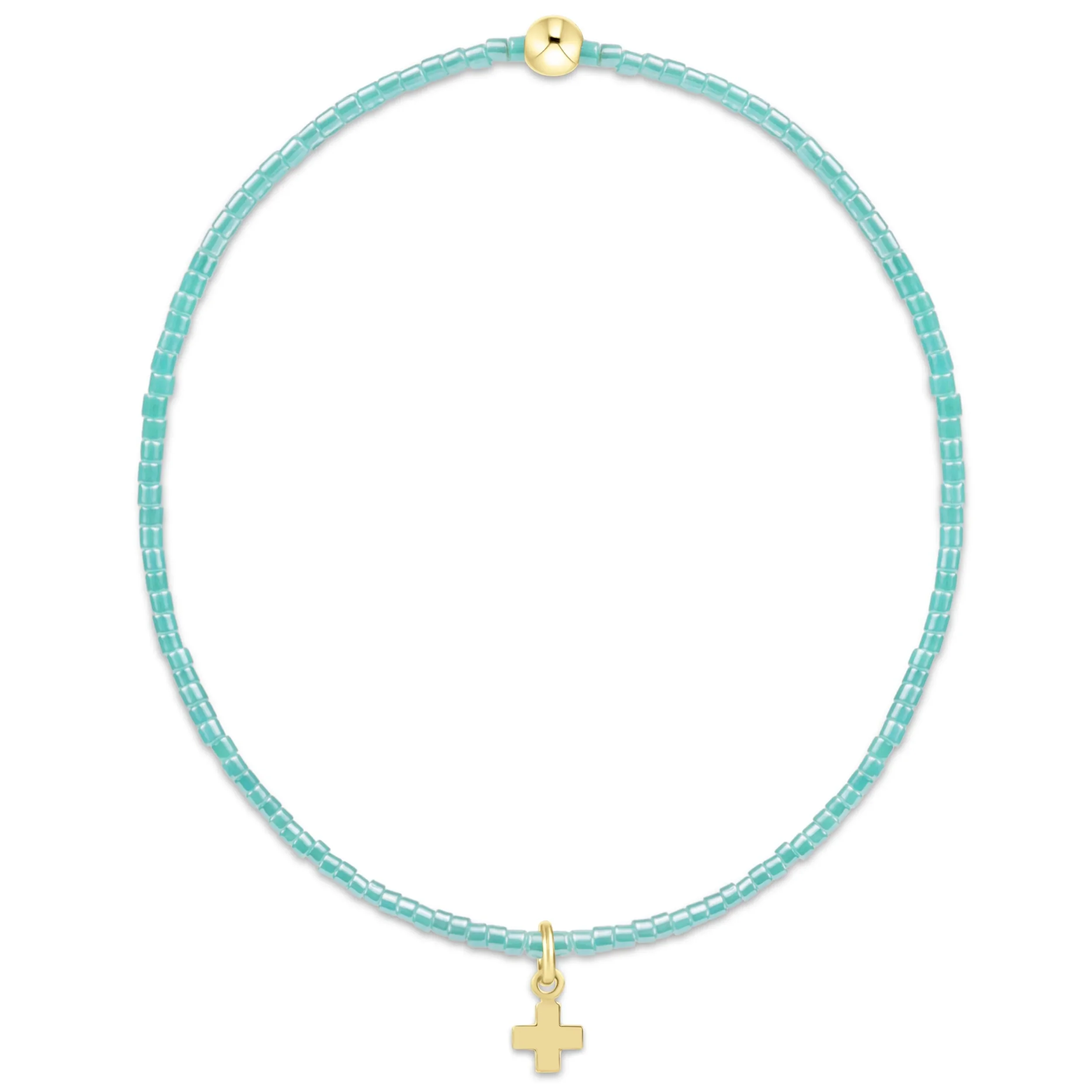 Hope Classic Sea Glass Bracelet - Signature Cross Small Gold Charm