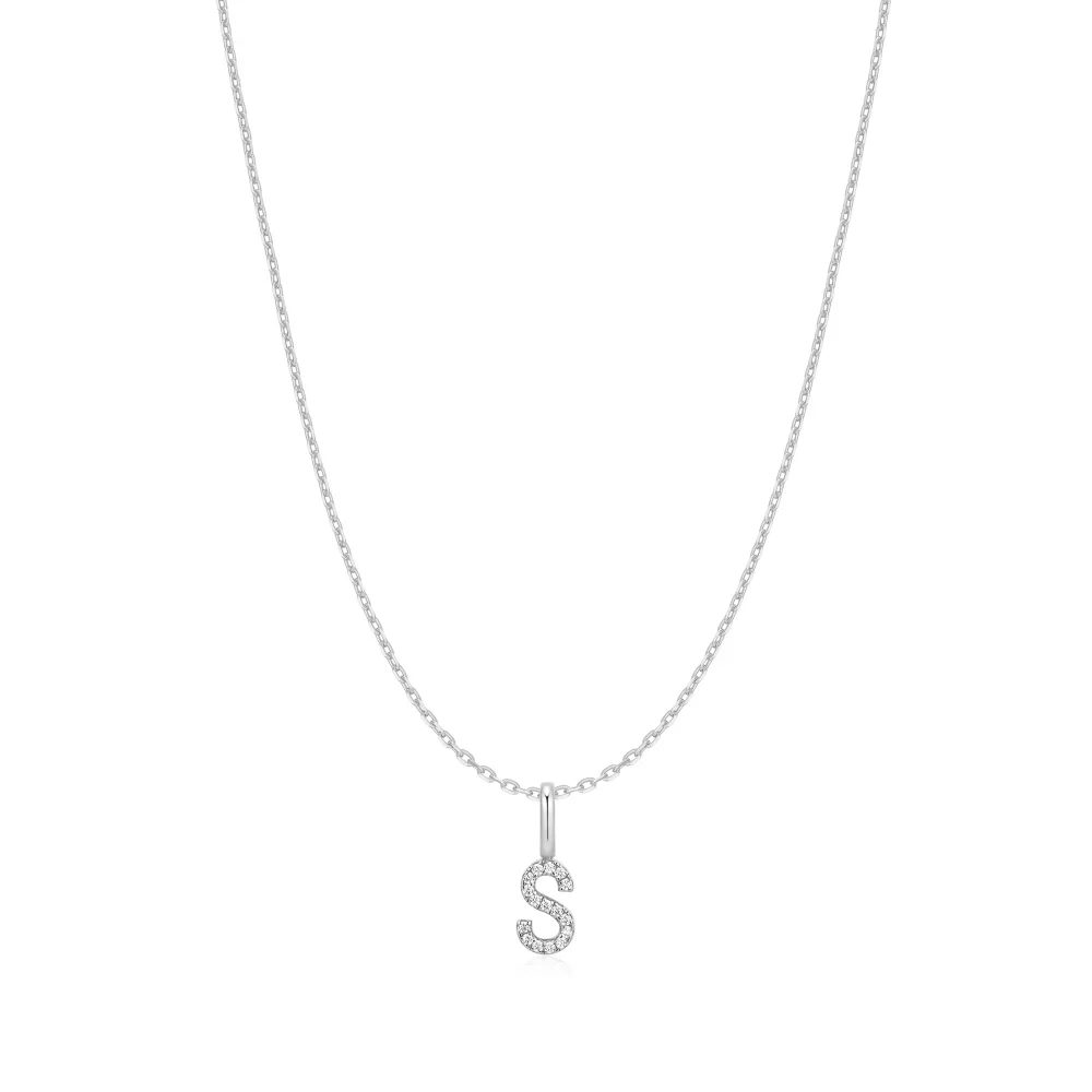 Silver Letter S Initial Necklace