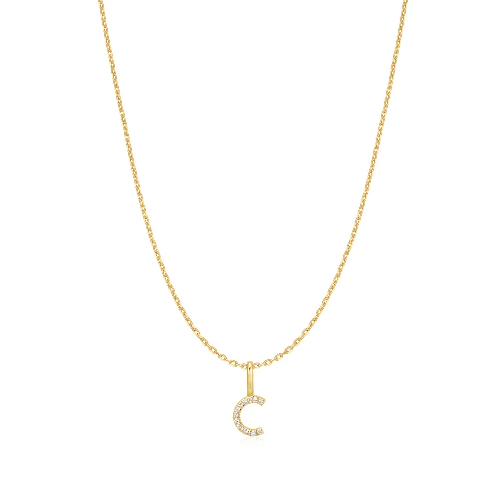 Gold Letter C Initial Necklace