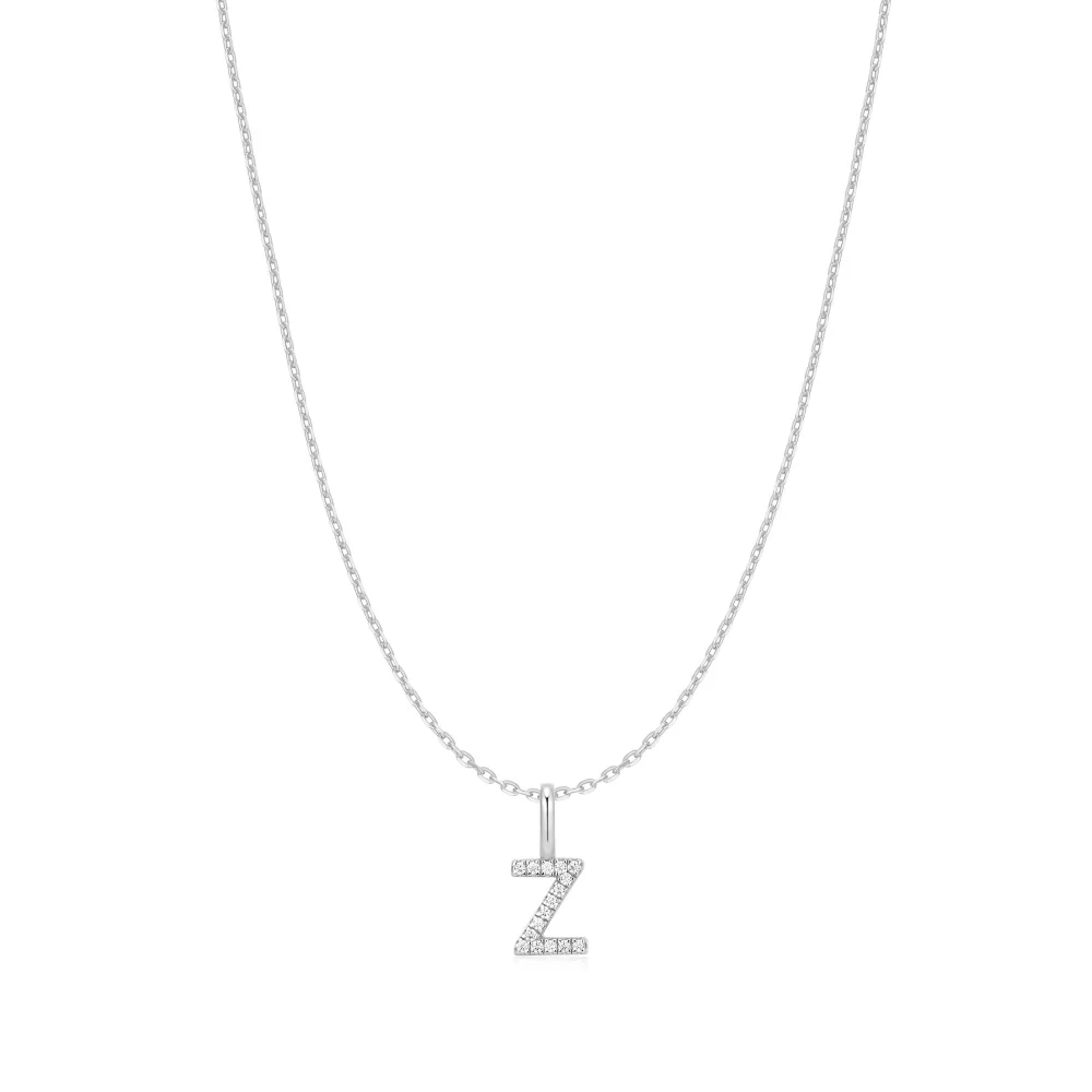 Silver Letter Z Initial Necklace