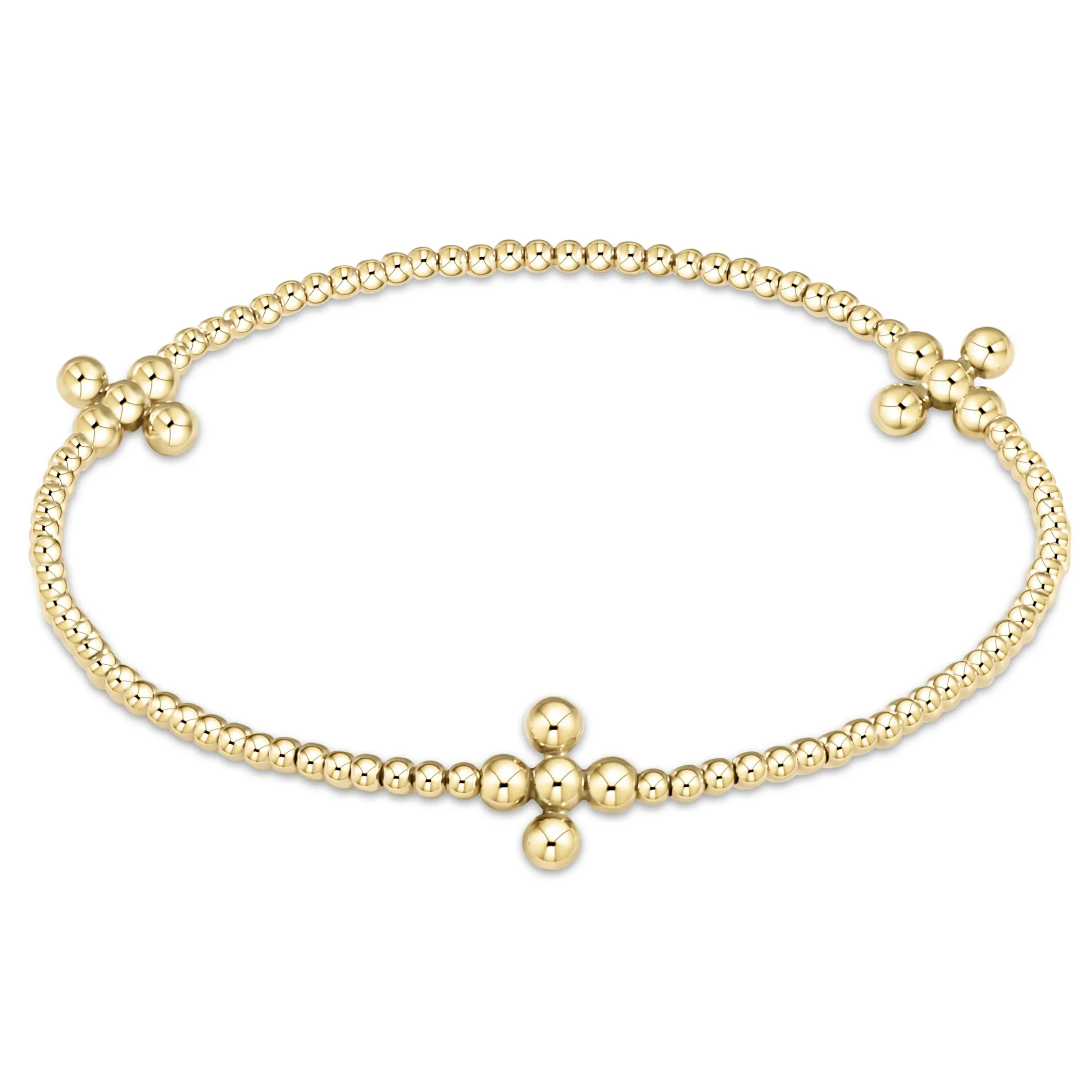 Beaded 4mm Gold Signature Cross 2.5mm Gold Bracelet