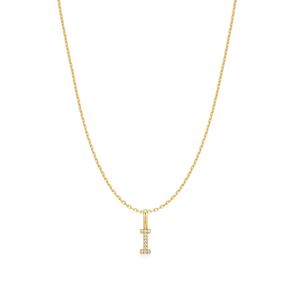 Gold Letter I Initial Necklace
