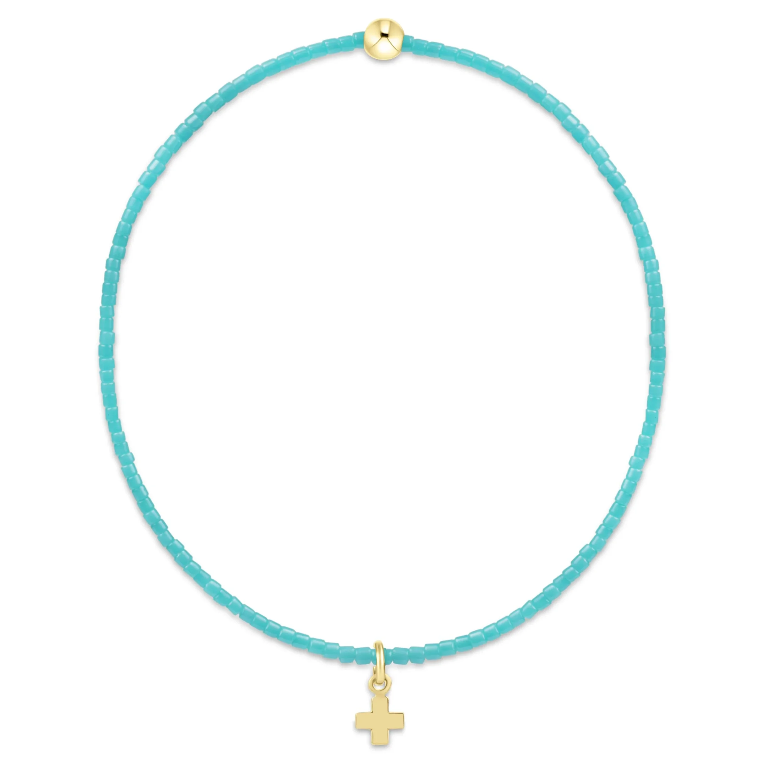 Hope Classic Turquoise Bracelet - Signature Cross Small Gold Charm