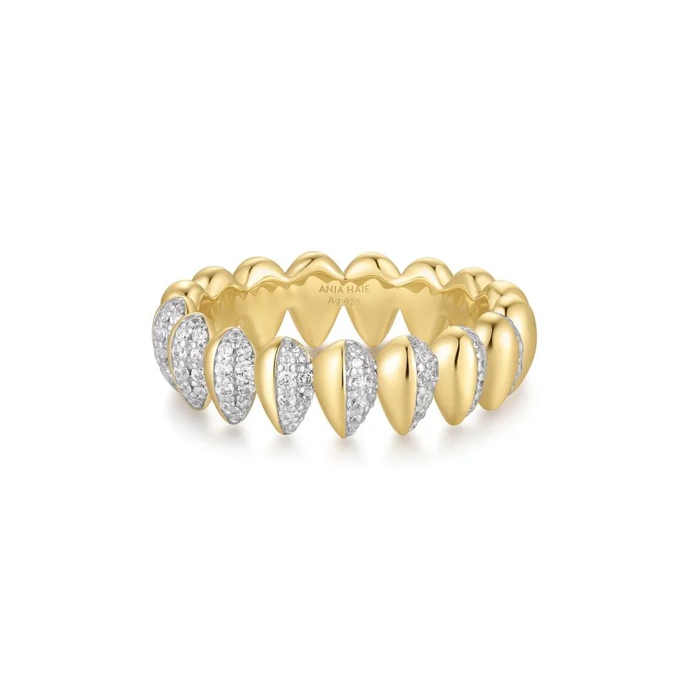 Gold Sparkling Puffy Spike Ring