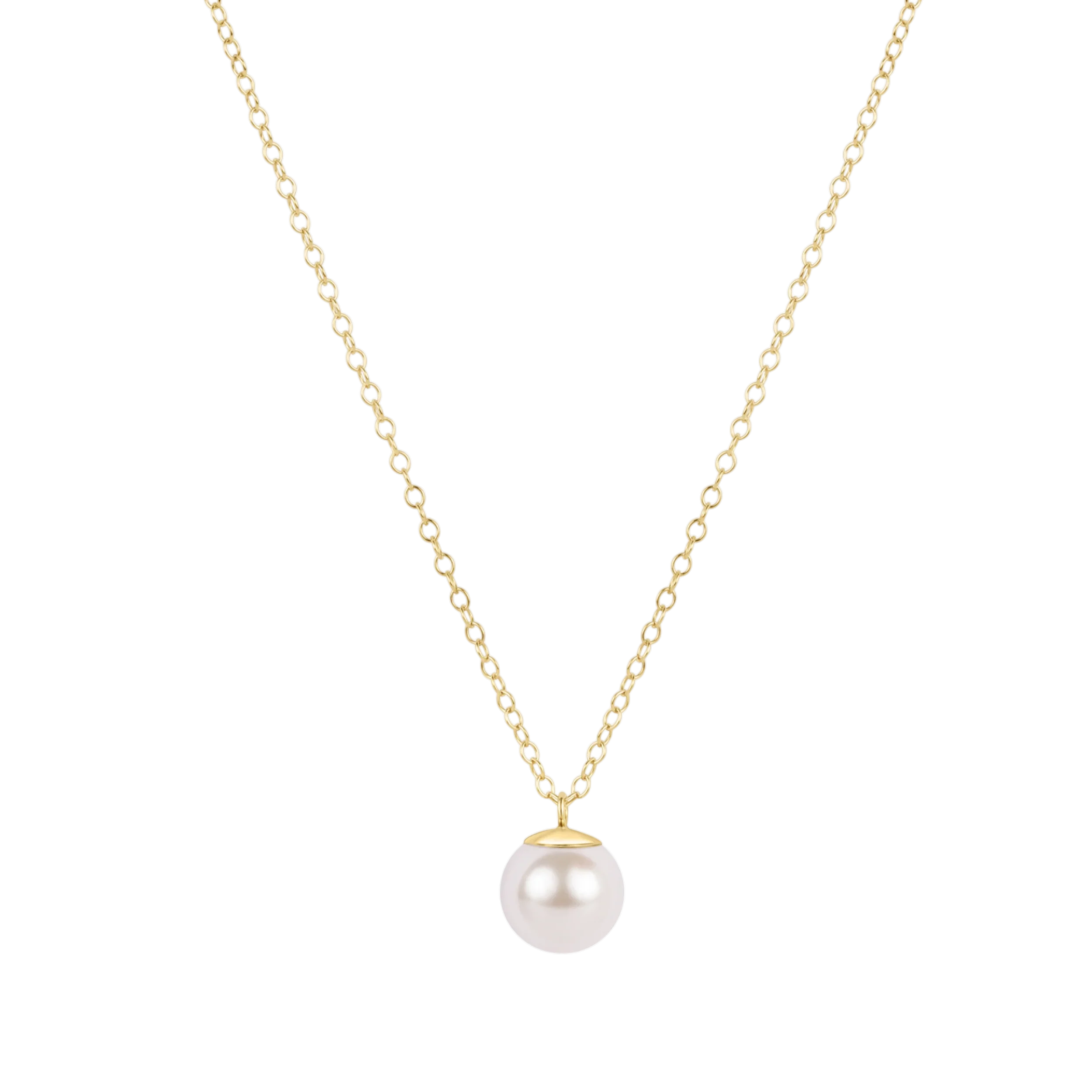 16" Necklace Gold - Classic Pearl 8mm Charm
