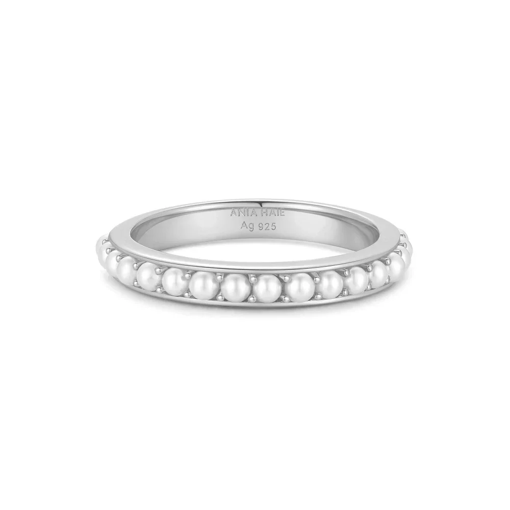 Silver Shell Pearl Beaded Ring