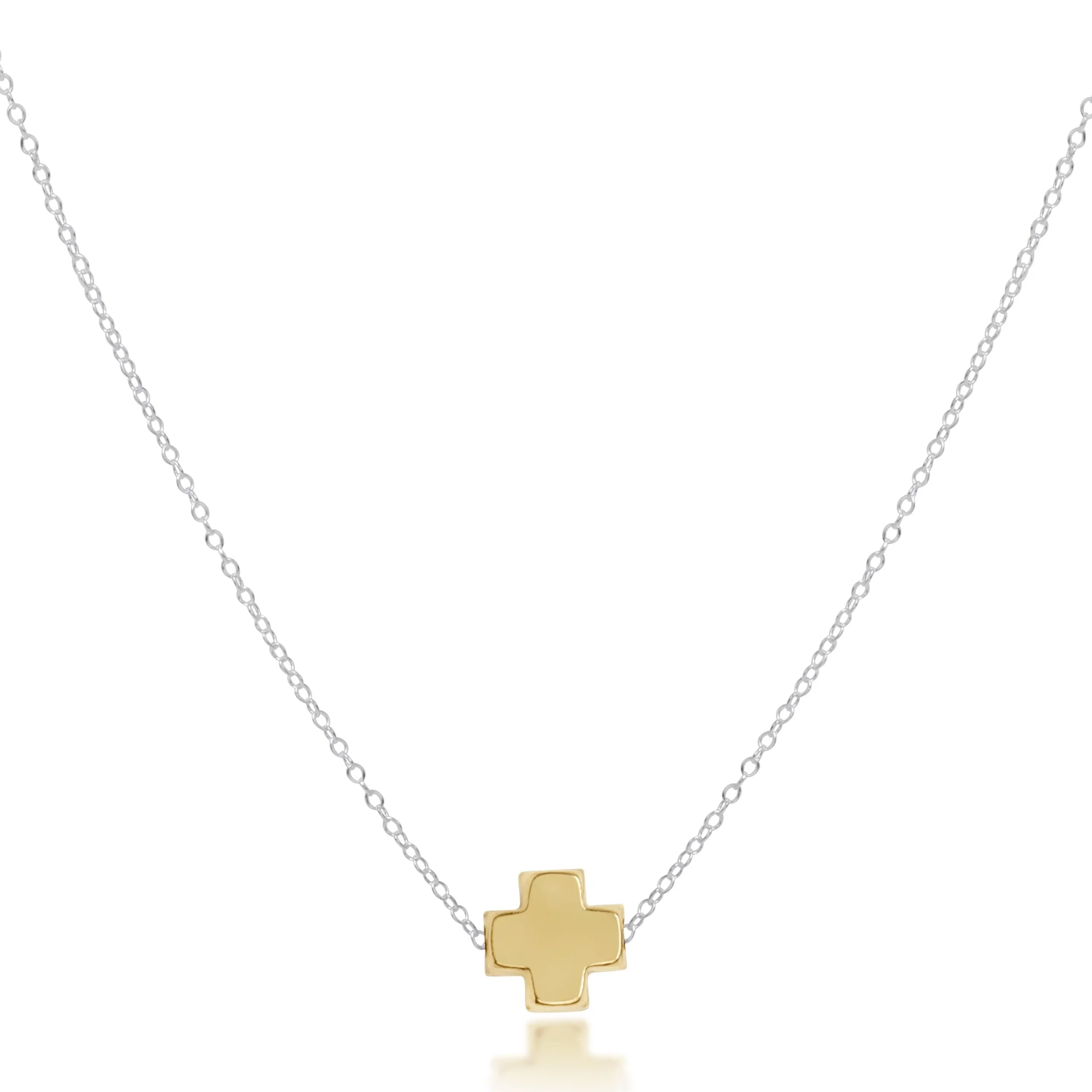16" Necklace Mixed Metal - Signature Cross Gold