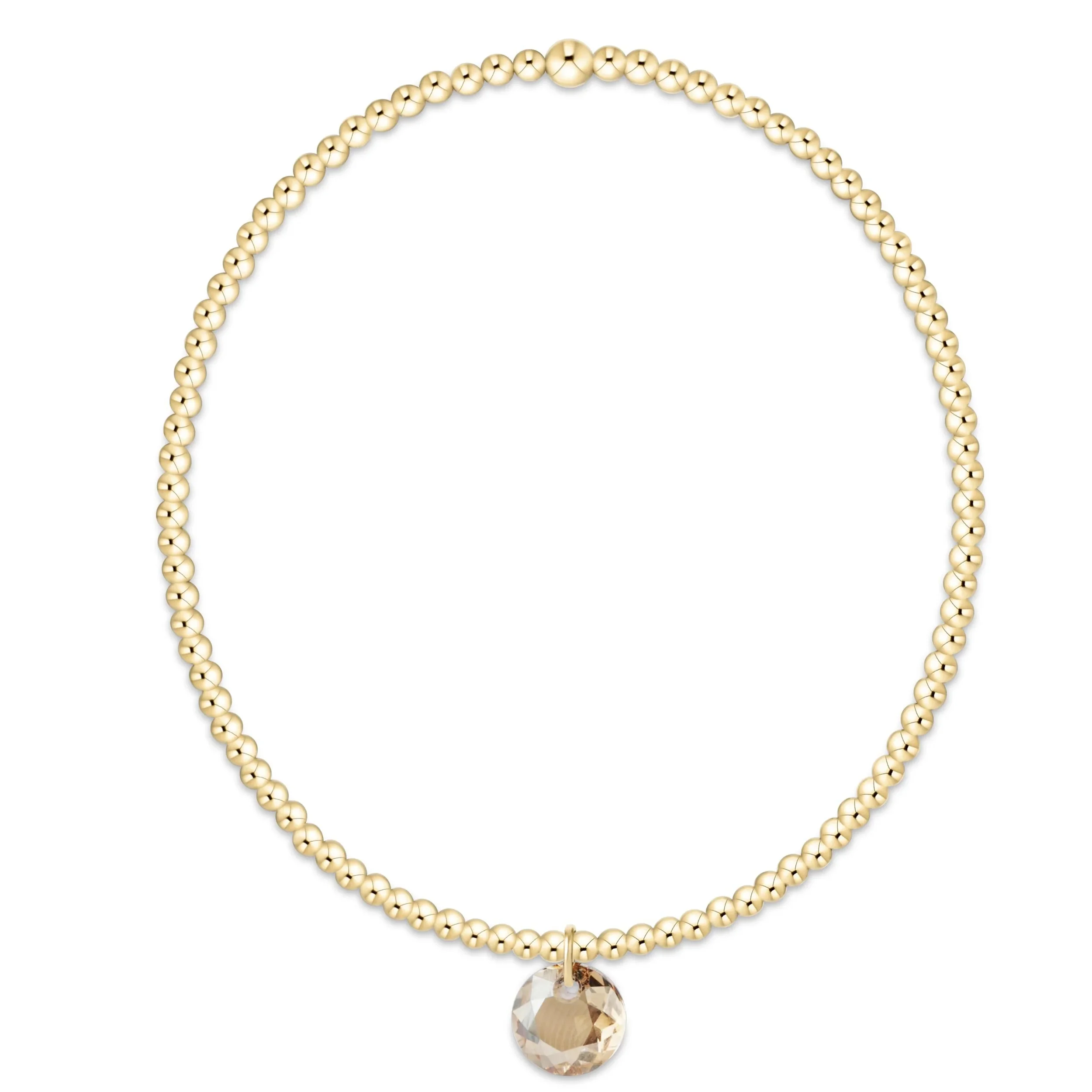 Classic Gold 2mm Bracelet - Reflection Small Charm - 11
