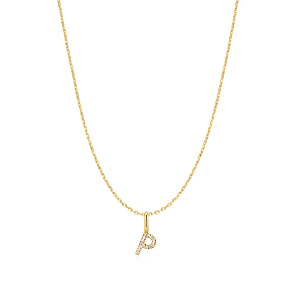 Gold Letter P Initial Necklace