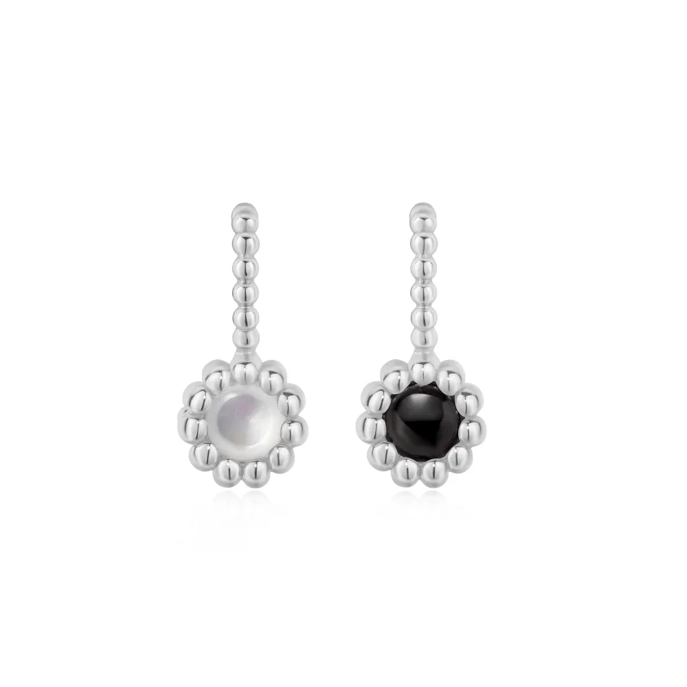 Silver Black Onyx and Mother of Pearl Charm