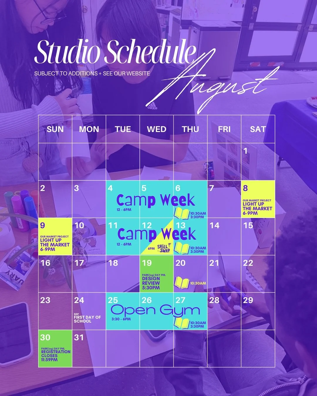 It is AUGUST, which means the summer break is winding down and the academic year is soon here for our scholars, teachers, neighbors and families. But don&rsquo;t fret we&rsquo;re still here to enjoy every ounce of sun and discovery!

🟣 WEEKLY @ DESI