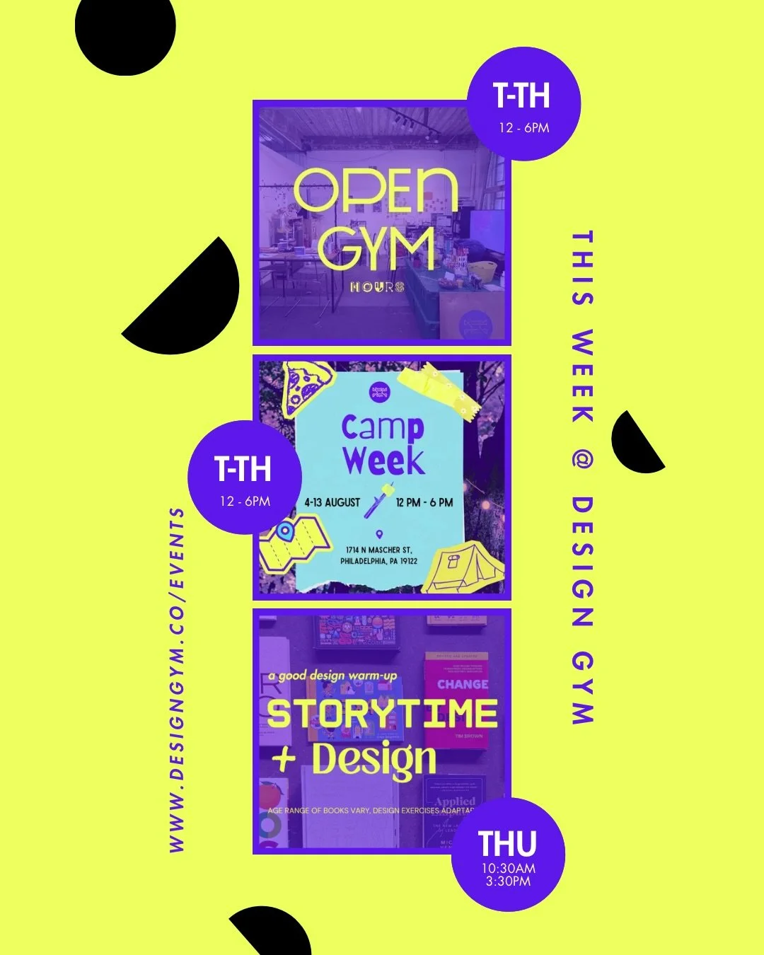It is 🏕️ CAMP WEEK 🪵 (August 4-13) here at Design Gym! When you come to visit we&rsquo;ll be exploring these design disciplines with you: architecture, industrial/product design, toy design, urban design, planning, landscape and urban design.

🗓️ 