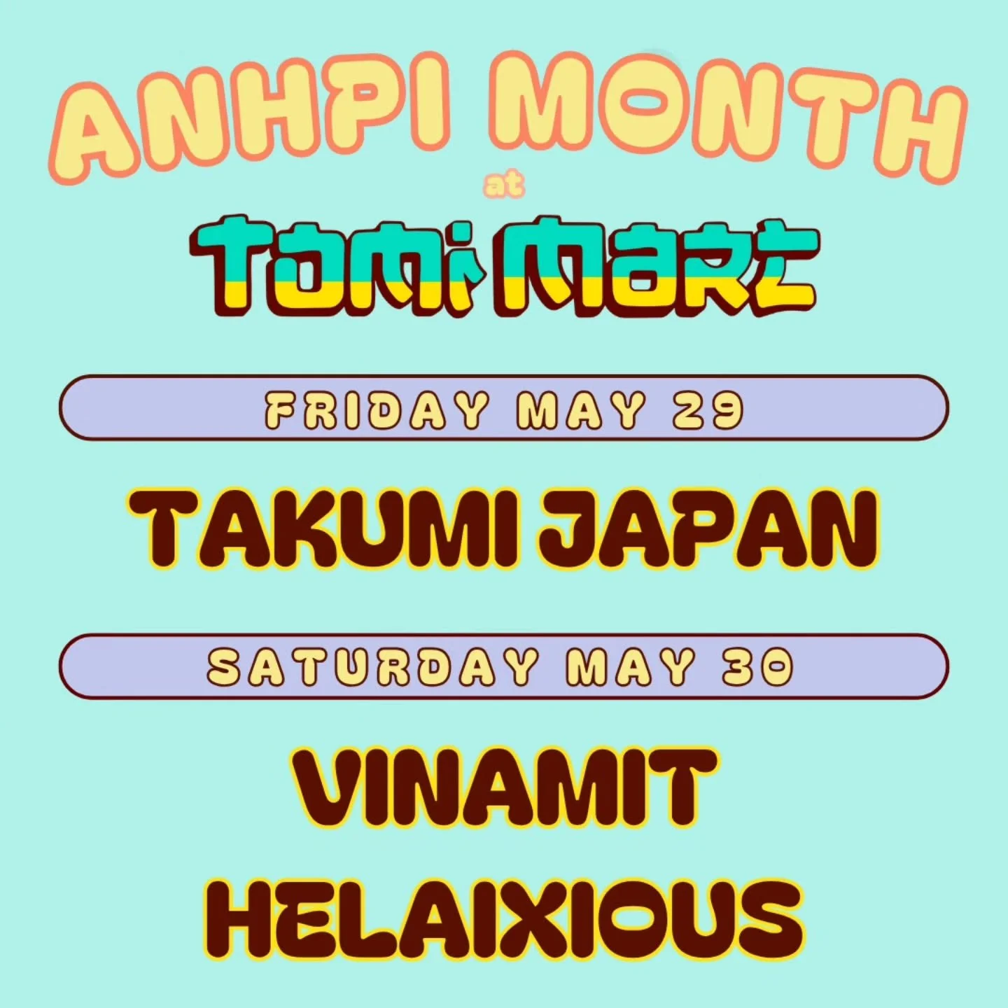 🔹️ ANHPI-OWNED POP-UPS 🔹️

Our last weekend of ANHPI Heritage Month kicks off this FRIDAY with a few more awesome community members! Swipe ➡️ to check them out! 

🔪 KNIFE SHARPENING DEETS 🔪

We are so excited to have @takumi.japan_handcraft back 