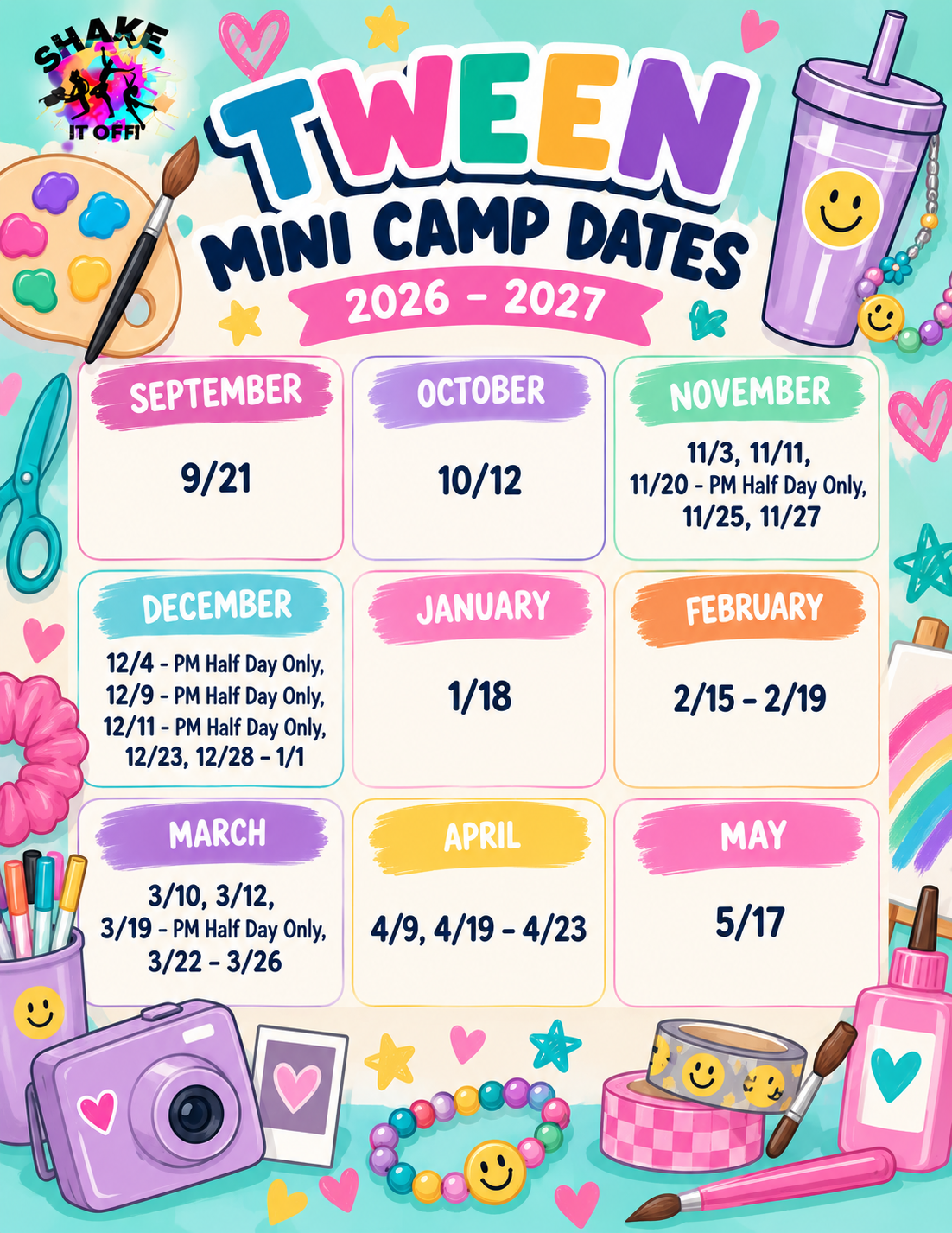 tween mini camps, school mini camps, camps for school breaks, mini camps for 8-12 year olds