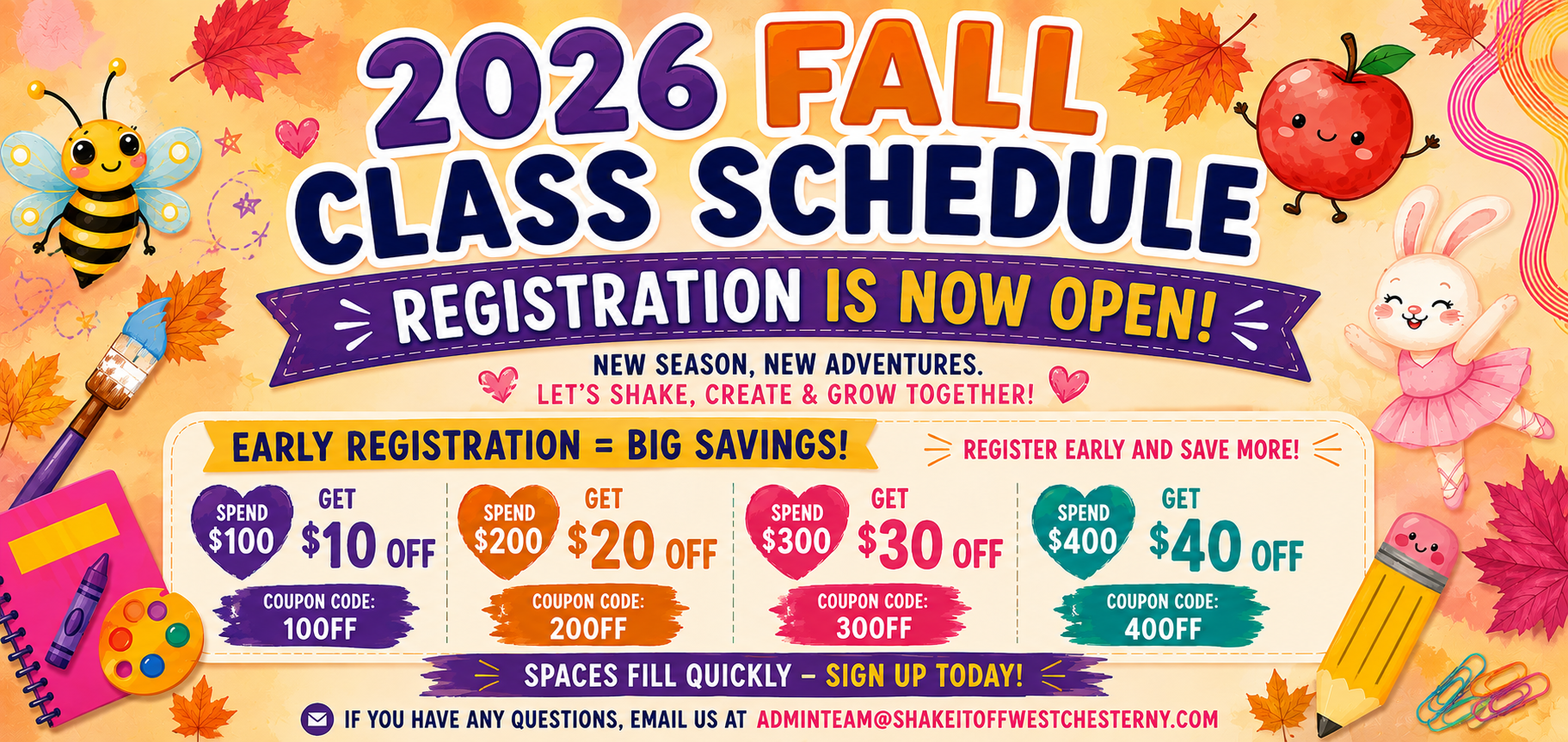 fall classes, fall kids classes, fall art classes, fall dance classes