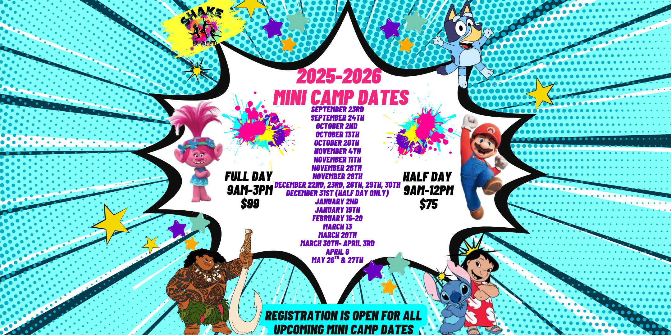 school break camps, mini camps, 