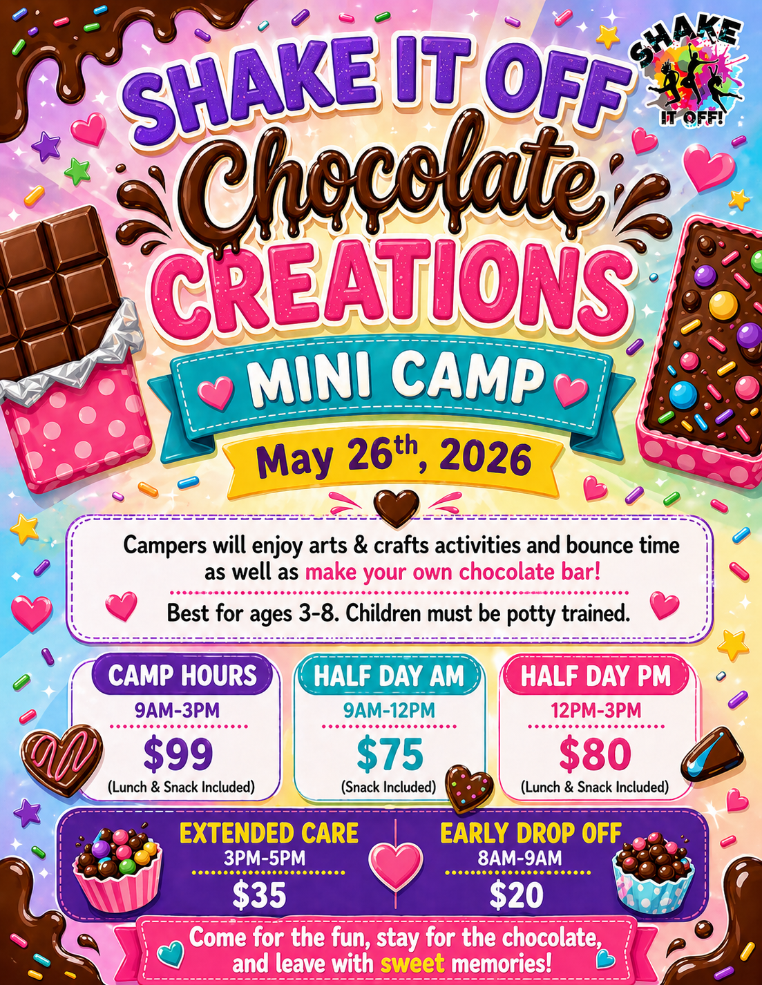 mini camp may 26th, chocolate workshop, daycare, childcare, camp in westchester, camp in scarsdale