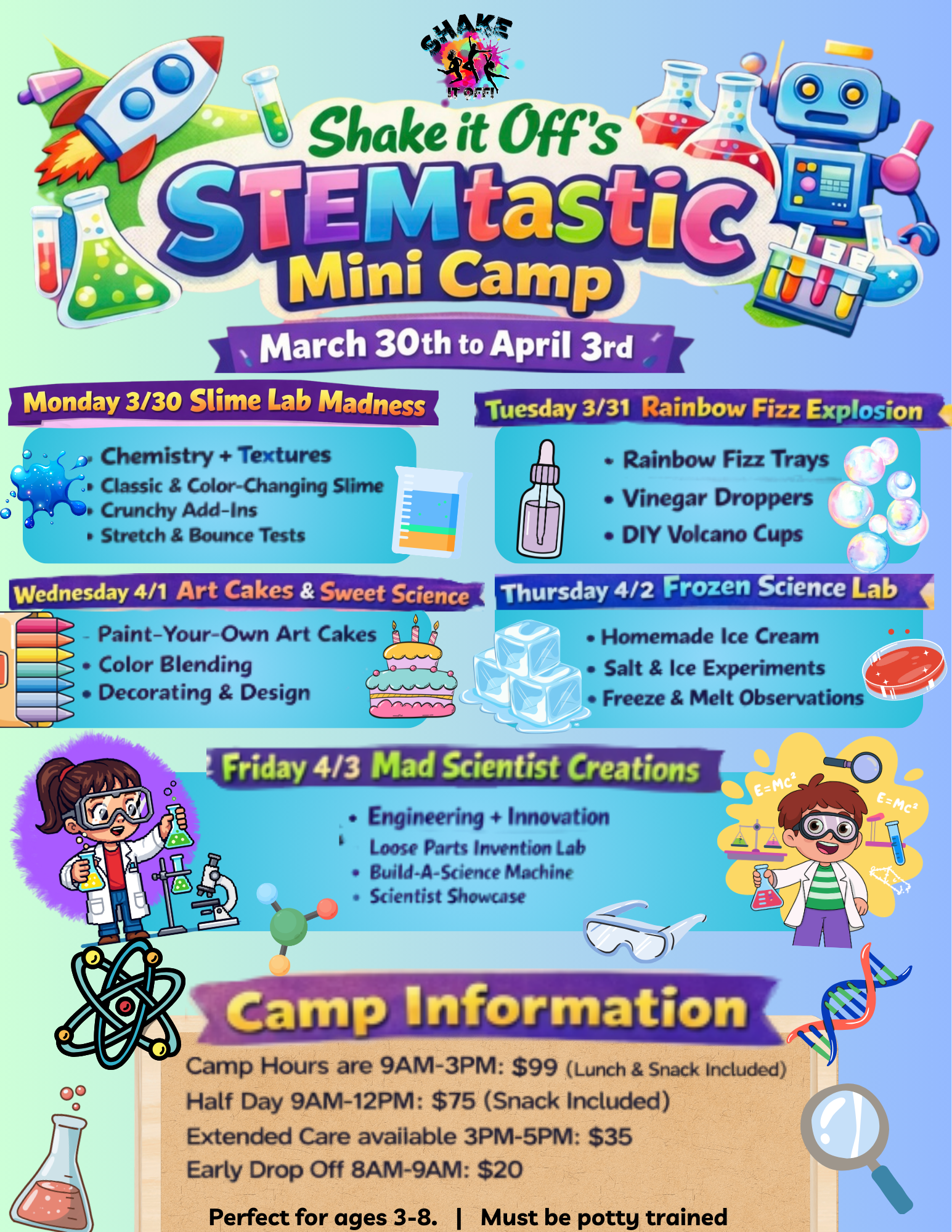 spring break mini camp, april mini camp,